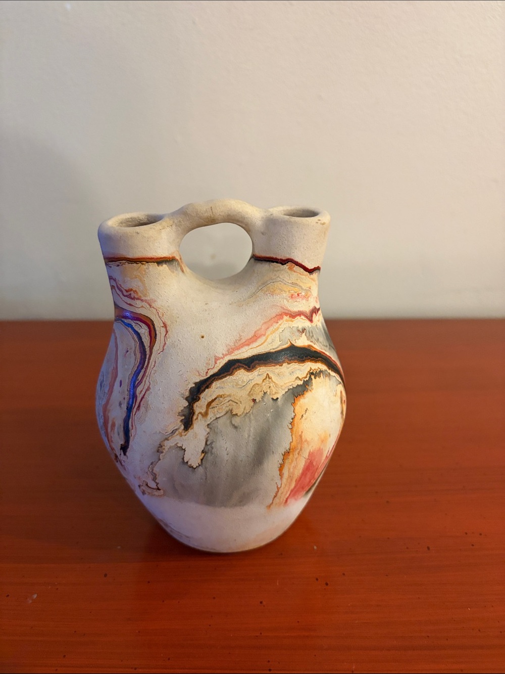 Vintage Nemadji Swirl Pottery Vase